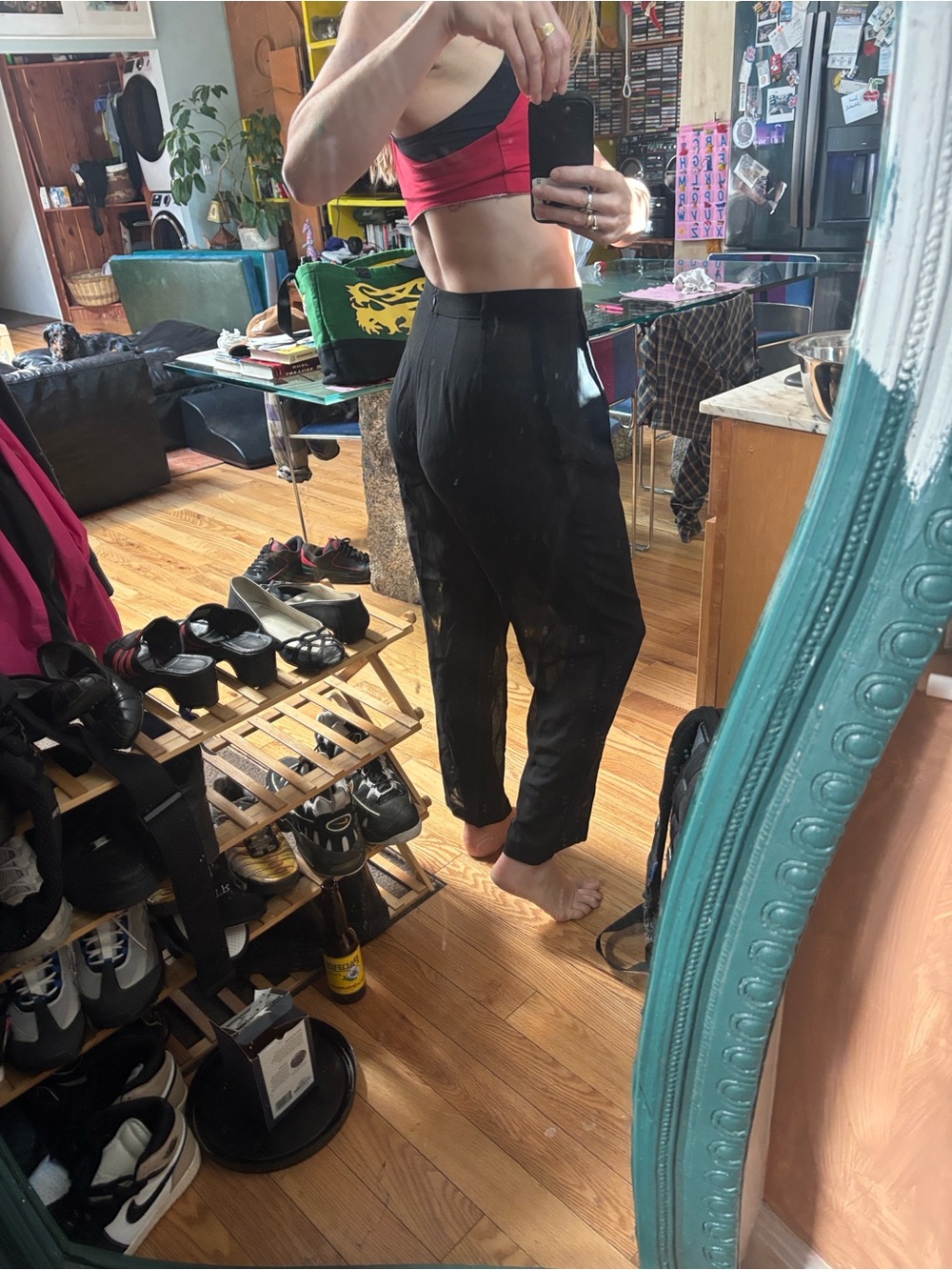Vintage sexy sheer Barneys New York Black High-Waist Tapered Trousers